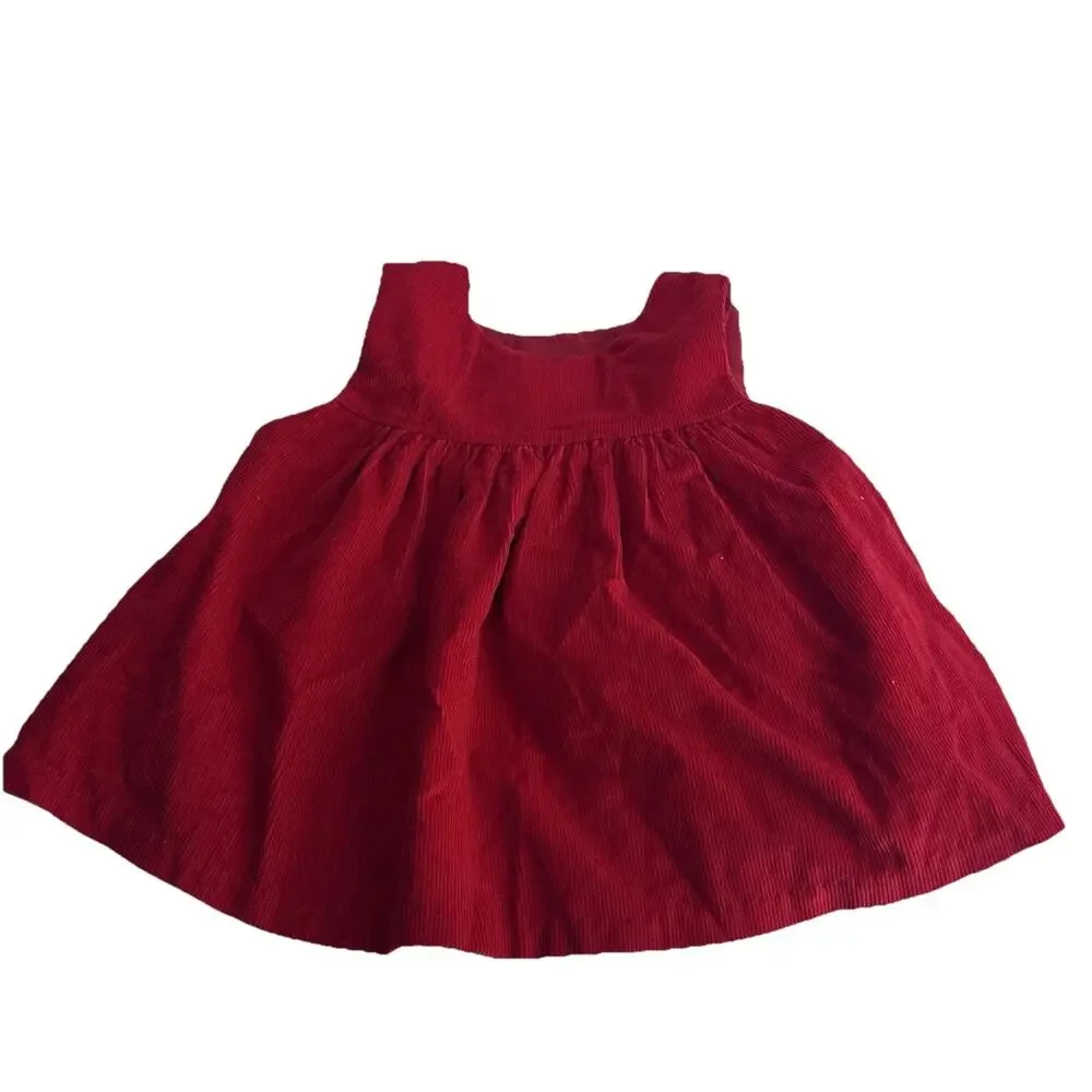 Baby Christmas Corduroy Dress Red Gingerbread Holiday 3-6M Cotton Festive